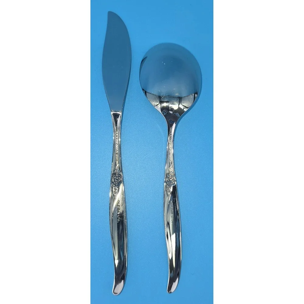 Oneida LA ROSE Stainless Premier Ltd Spreader‎ & Sugar Spoon Flatware Silverware